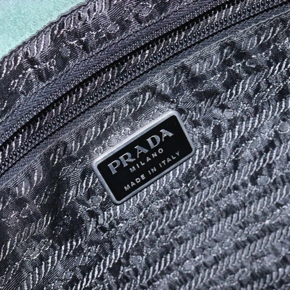 PRADA Tote Bag Nylon Green Silver Auth gh756 - Picture 10 of 15
